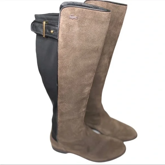 Lacoste Shoes Lacoste Rosemont Buckle Tan Black Suede Boots